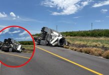 Vuelca camión revolvedor de concreto en la carretera Buenavista – Apatzingán