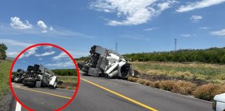 Vuelca camión revolvedor de concreto en la carretera Buenavista – Apatzingán