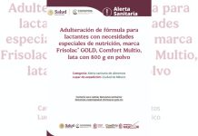 Alerta Cofepris sobre comercialización de lotes adulterados de fórmula infantil Frisolac®️