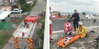 Persona sufre descarga eléctrica y es auxiliada por rescatistas, al norte de Morelia