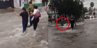 #VIDEO // Corriente arrastra a dos mujeres durante fuerte lluvia en Guadalajara