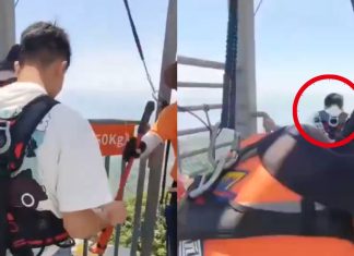 #VIDEO // ¡Abrió la puerta y se lanzó! Video muestra un inesperado momento en una torre de China