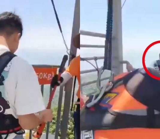 #VIDEO // ¡Abrió la puerta y se lanzó! Video muestra un inesperado momento en una torre de China