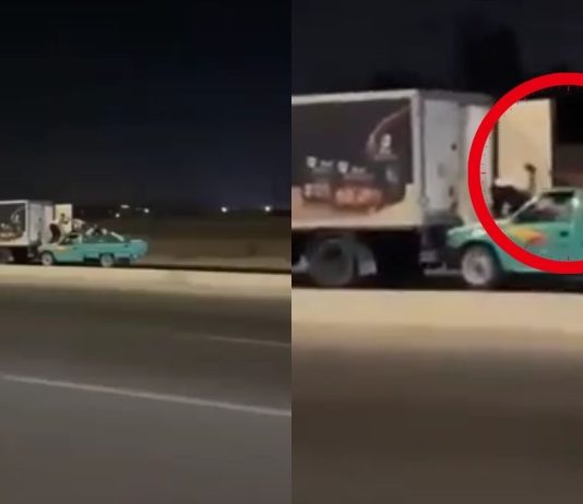 #VIDEO // ¡Asalto sobre ruedas! Captan a ladrones abordando un camión en movimiento en Egipto