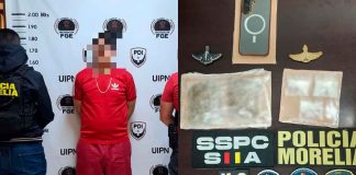 Asegura Policía Morelia a joven con presunta droga en el Centro Histórico