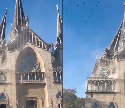 #VIDEO // Colapsa parte de la Catedral de Manizales tras fuerte terremoto de 7.4 en Colombia