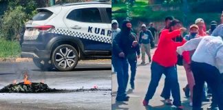 #VIDEO // Comuneros de Arantepacua se enfrentan con policías durante bloqueo en el Libramiento Sur de Morelia