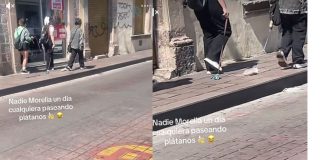 Pasean bananas en correa: la nueva y surrealista tendencia que conquista el Centro Histórico de Morelia