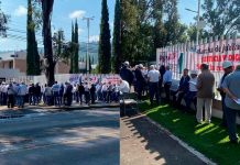 Jubilados de CFE protestan en Morelia por reducción de hasta 70% en sus pensiones