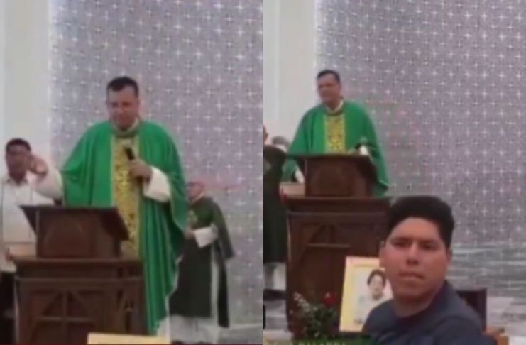 #VIDEO // Balacera irrumpe misa y sacerdote resguarda a feligreses en el templo