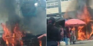 #VIDEO // Fuga e incendio en cilindro de gas devoran dos puestos de comida en Iztapalapa