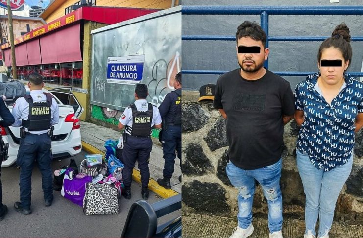 Detienen a pareja acusada de robar objetos de valor del interior de vehículos estacionados, en Morelia