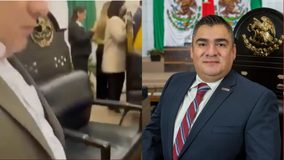 #VIDEO // Diputado de Morena presuntamente se guardó un micrófono en un evento en Tamaulipas