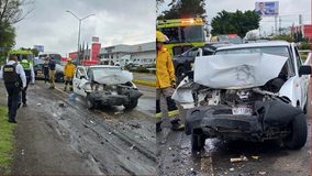 Se registra choque de camioneta contra camión Coordinados, al oriente de Morelia