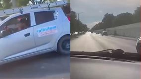 #VIDEO // Trabajador de INFINITUM trató de embistir vehículo con una niña a bordo; terminó chocado