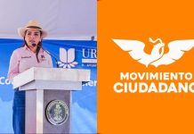 Arropa MC a Grecia Quiroz en su Informe en Uruapan