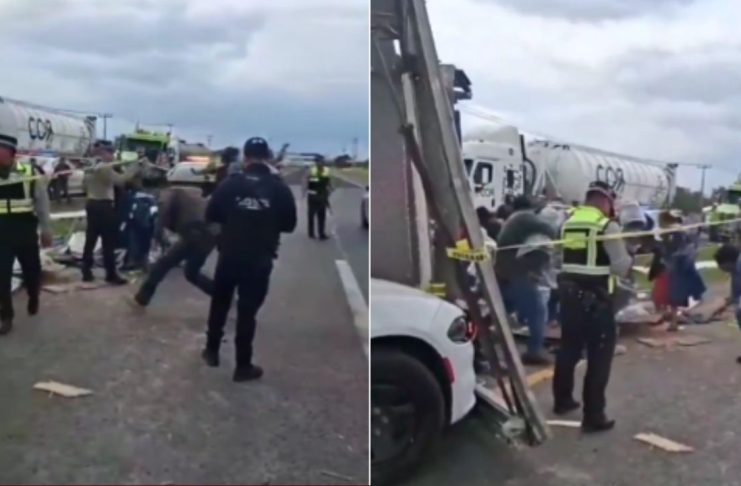 #VIDEO // Volcadura de tráiler desata rapiña de pantalones en la autopista México-Tulancingo