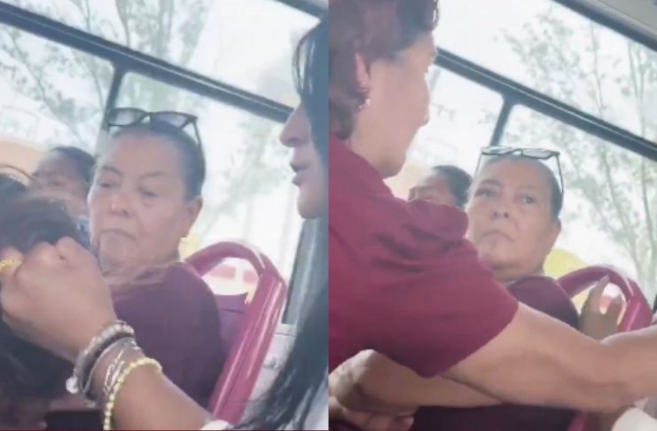 #VIDEO // “Cállate, p3ndeja”: dos mujeres terminan peleando dentro de camión de Monterrey