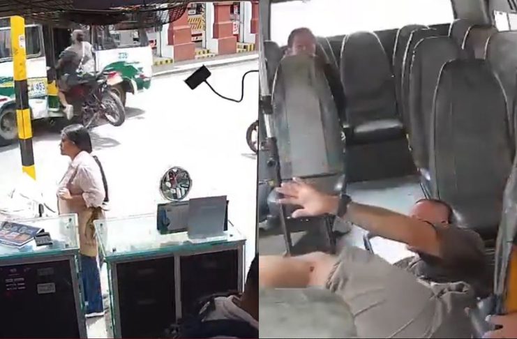 #VIDEO // Motociclista choca contra un bus y termina dentro del autobus