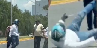 #VIDEO // Someten y golpean a motociclista que agredió a adultos mayores en Aguascalientes