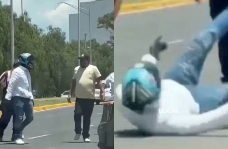 #VIDEO // Someten y golpean a motociclista que agredió a adultos mayores en Aguascalientes