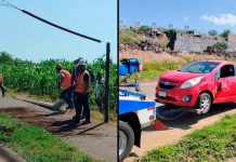 Auto vuelca cerca de Villas de la Loma y Campo Nubes, en Morelia