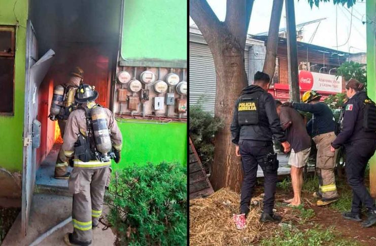 Bomberos Morelia rescatan a un adulto mayor de incendio en Torres del Tepeyac