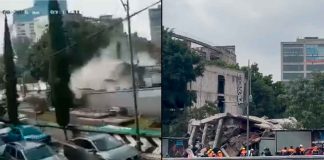 #VIDEO // Colapsa edificio en demolición y afecta el tráfico en el Viaducto Miguel Alemán
