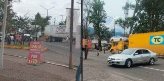 Manifestantes bloquean el Boulevard Industrial en Uruapan; exigen liberación de un detenido