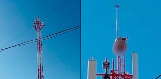 #VIDEO // Hombre sube sin ropa a una antena de telefonía tras discutir con su pareja en García