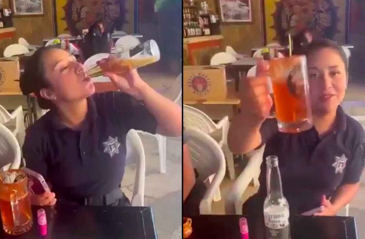 #VIDEO // Renuncia mujer policíaen Oaxaca tras filtrarse un video donde bebe alcohol con uniforme