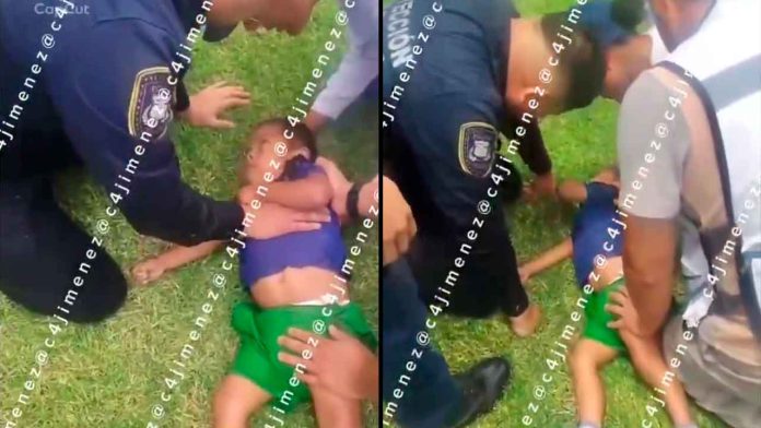 policia-salva-vida-rcp-nino-3-anos-lago-teotihuacan