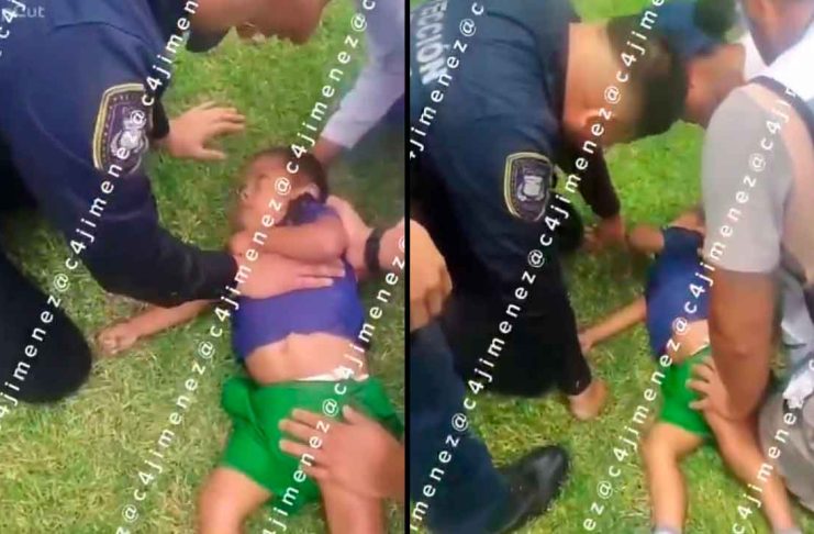 #VIDEO // Policía federal salva la vida a un niño de 3 años que se ahogaba en Teotihuacán