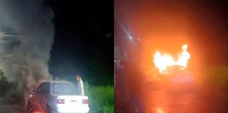 Se incendia taxi a unos metros de la barda perimetral del Aeropuerto Internacional de Uruapan