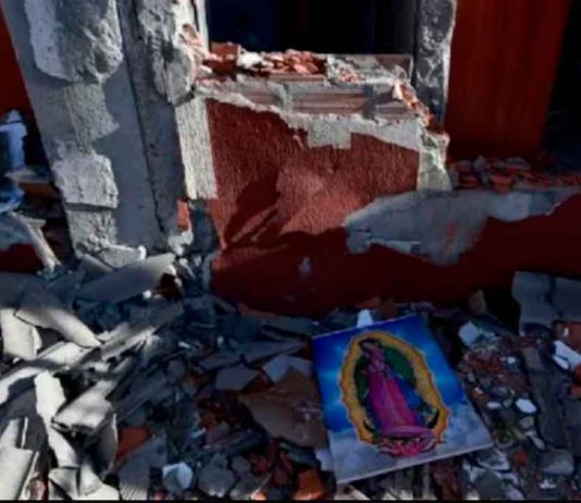 Hallan figura de la Virgen de Guadalupe intacta entre los escombros en Colombia