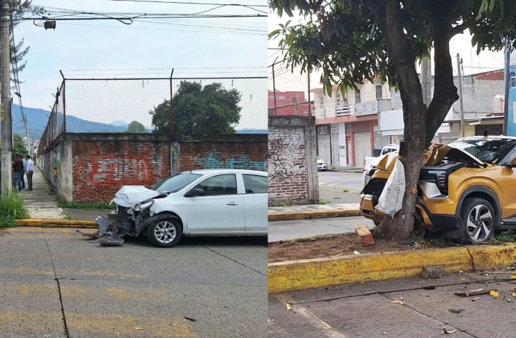 Aparatoso choque vehicular en la colonia El Colorín de Uruapan