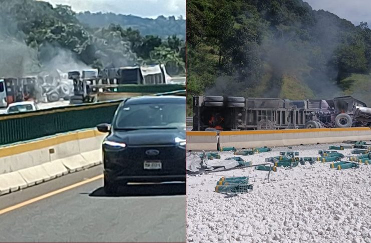 Vuelca tractocamión góndola sobre la Siglo XXI, tramo Pátzcuaro-Uruapan