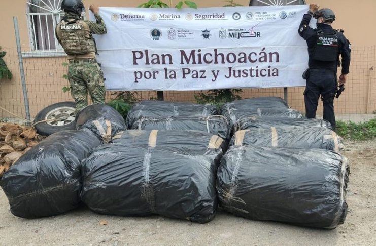 SSP y Marina aseguran camioneta con casi media tonelada de marihuana en Lázaro Cárdenas