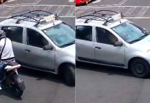 #VIDEO // Automovilista embiste a moto y piloto se venga rompiéndole los cristales