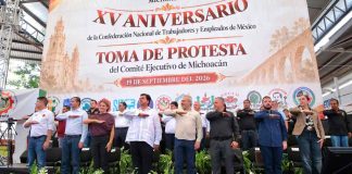 Refrenda Bedolla respaldo a los trabajadores de Michoacán en el XV aniversario de la Catem