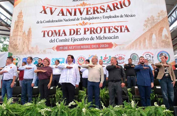 Refrenda Bedolla respaldo a los trabajadores de Michoacán en el XV aniversario de la Catem