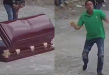 #VIDEO // Candidato en San Luis Potosí sale de un ataúd y se pone a bailar para pedir votos