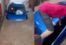 #VIDEO // “¡Trae una niña!”: Corriente arrastra auto en Puerto Vallarta; vecinos salvan a madre e hija