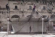 Inicia instalación de toldos y comerciantes en Centro de Morelia por fiestas patrias