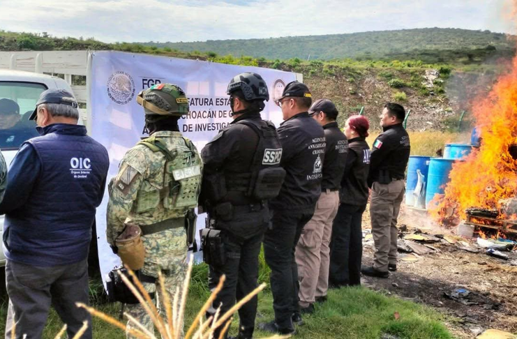 Destruyen droga, precursores químicos y objetos del delito asegurados en operativos registrados en Michoacán