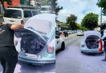 Motopatrulleros de Morelia evitan que un vochito se incendie en Camelinas