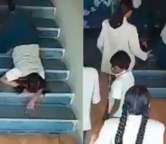 #VIDEO // Menor de 9 años muere tras aparatosa caída en las escaleras de su escuela en la India