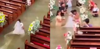 #VIDEO // Pareja en Filipinas se casa dentro de una iglesia completamente inundada