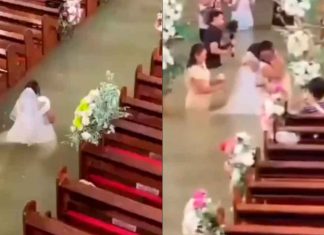#VIDEO // Pareja en Filipinas se casa dentro de una iglesia completamente inundada