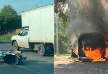 Incendio de vehículo y accidente de moto se registran en distintos puntos de Morelia